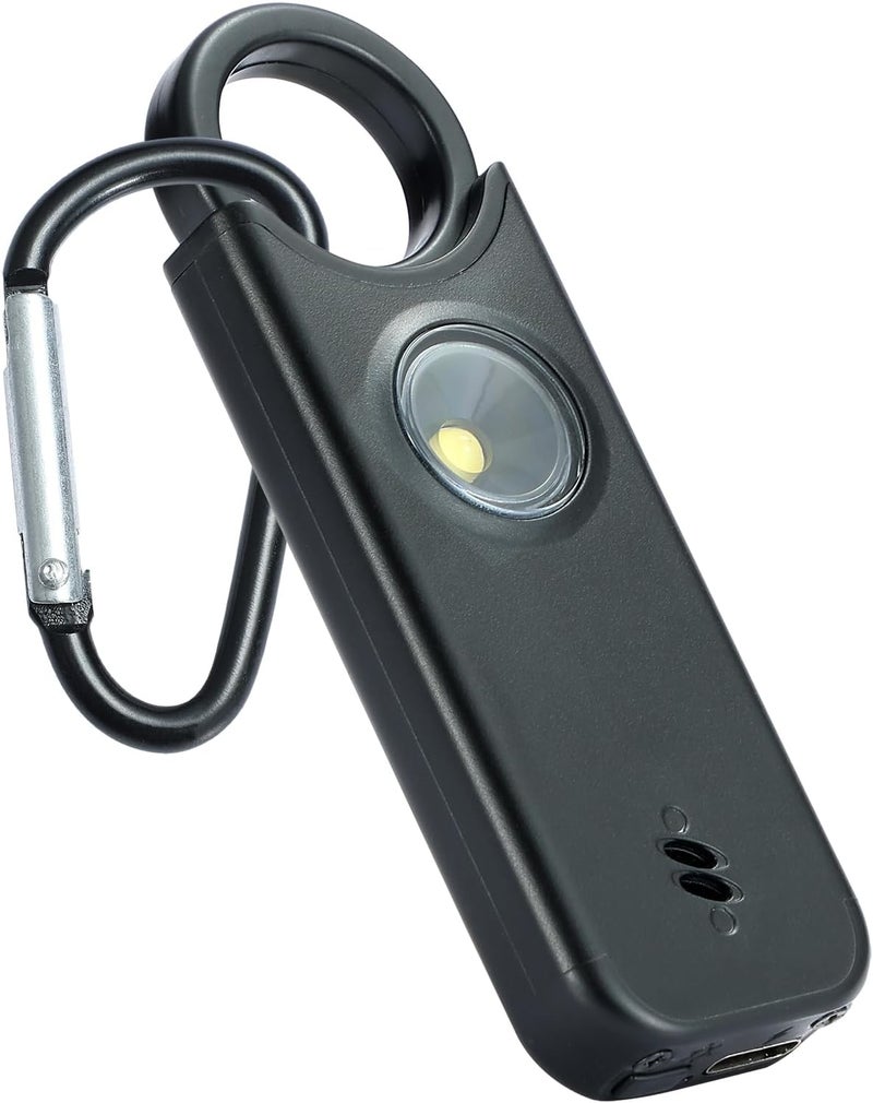 TIPSEAN Personal Safety Alarm - 135dB Ultra Loud Siren with LED Strobe Light, USB-C Rechargeable, Compact Keychain Alarm for Women/Men, Emergency Flashlight & Vibration Alert(Black) - Image 1